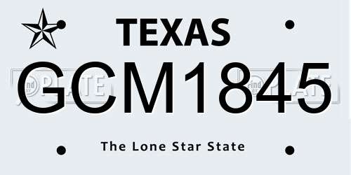 GCM1845 Texas License Plate