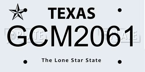 GCM2061 Texas License Plate