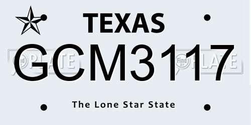 GCM3117 Texas License Plate