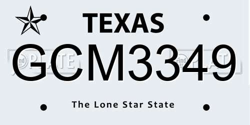 GCM3349 Texas License Plate