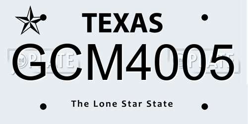 GCM4005 Texas License Plate