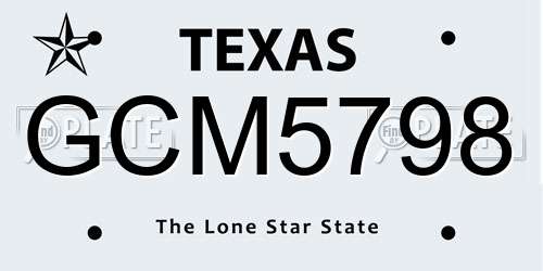 GCM5798 Texas License Plate