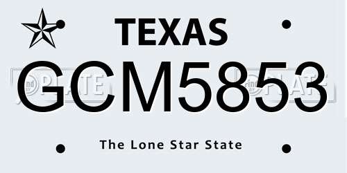 GCM5853 Texas License Plate
