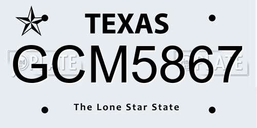 GCM5867 Texas License Plate