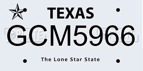 GCM5966 Texas License Plate