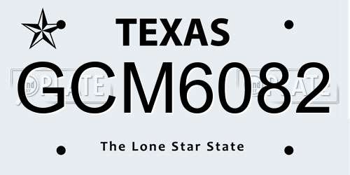 GCM6082 Texas License Plate
