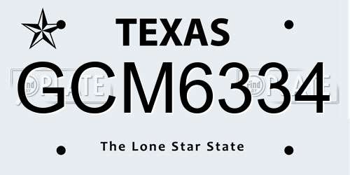 GCM6334 Texas License Plate