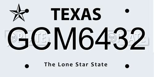 GCM6432 Texas License Plate