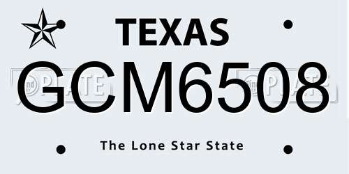 GCM6508 Texas License Plate