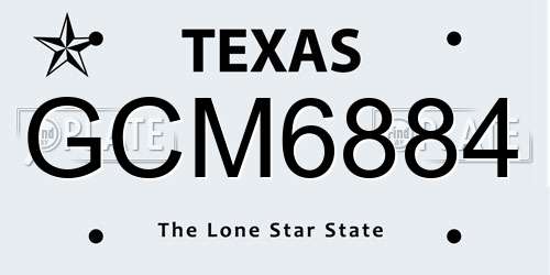 GCM6884 Texas License Plate