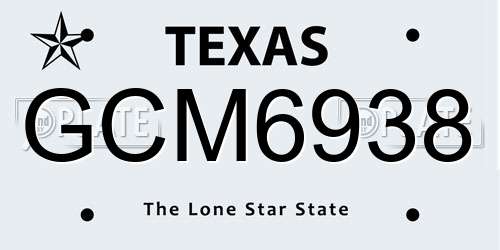 GCM6938 Texas License Plate