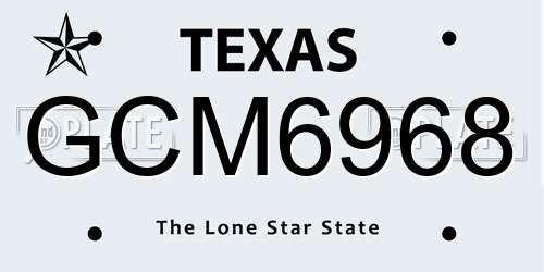 GCM6968 Texas License Plate
