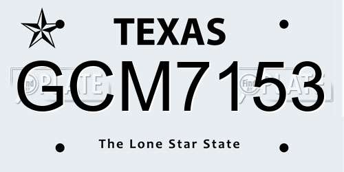 GCM7153 Texas License Plate