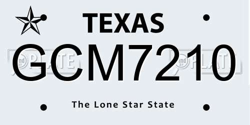 GCM7210 Texas License Plate