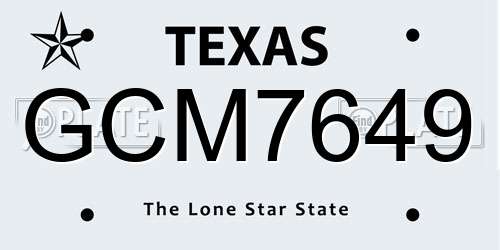 GCM7649 Texas License Plate
