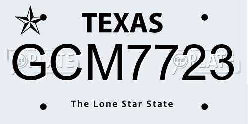 GCM7723 Texas License Plate