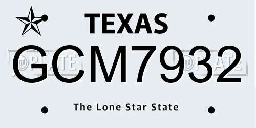 GCM7932 Texas License Plate