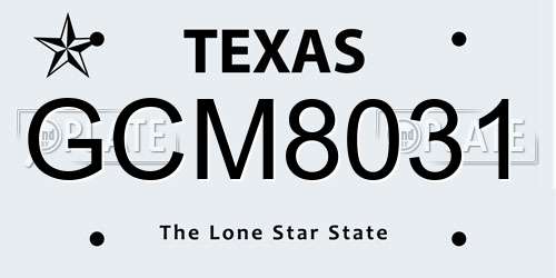 GCM8031 Texas License Plate