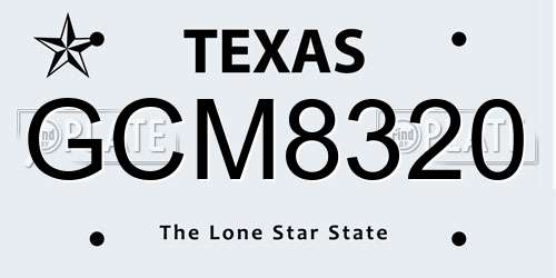 GCM8320 Texas License Plate