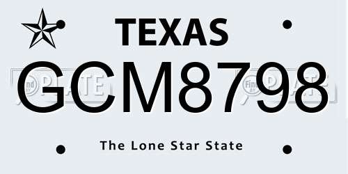 GCM8798 Texas License Plate