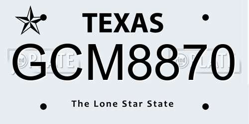 GCM8870 Texas License Plate