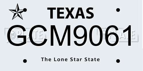 GCM9061 Texas License Plate