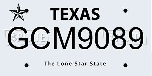 GCM9089 Texas License Plate
