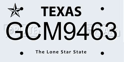 GCM9463 Texas License Plate