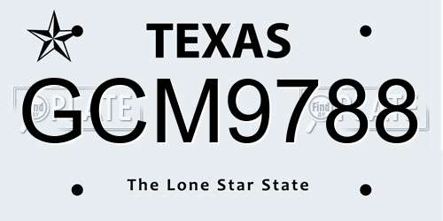 GCM9788 Texas License Plate