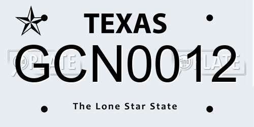 GCN0012 Texas License Plate