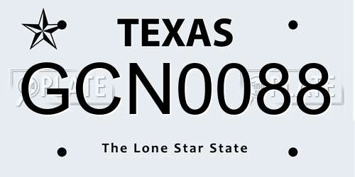 GCN0088 Texas License Plate