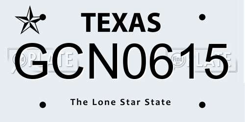 GCN0615 Texas License Plate
