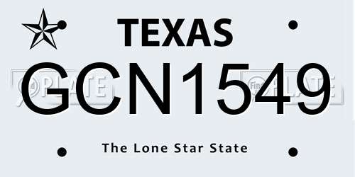 GCN1549 Texas License Plate
