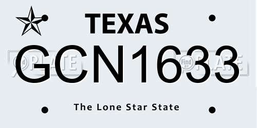 GCN1633 Texas License Plate