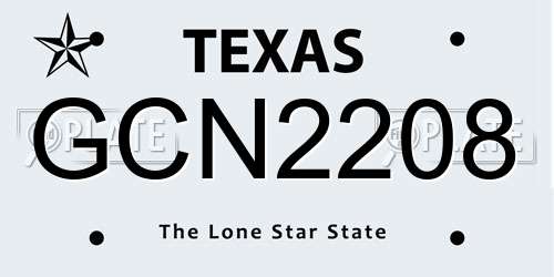 GCN2208 Texas License Plate