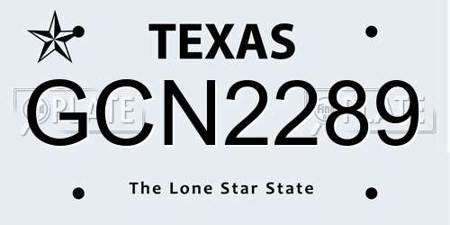 GCN2289 Texas License Plate
