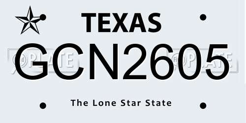 GCN2605 Texas License Plate