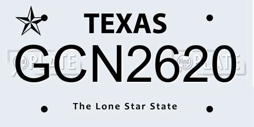 GCN2620 Texas License Plate