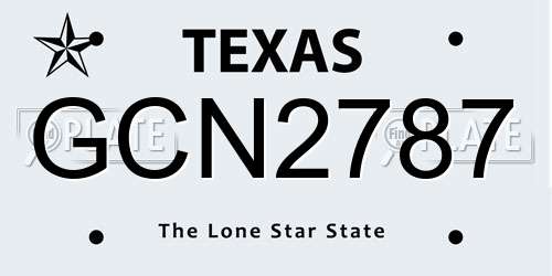 GCN2787 Texas License Plate