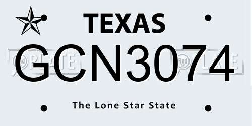 GCN3074 Texas License Plate