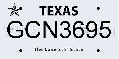 GCN3695 Texas License Plate