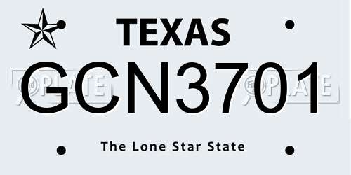 GCN3701 Texas License Plate