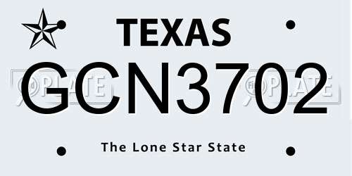 GCN3702 Texas License Plate