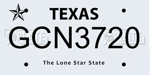 GCN3720 Texas License Plate