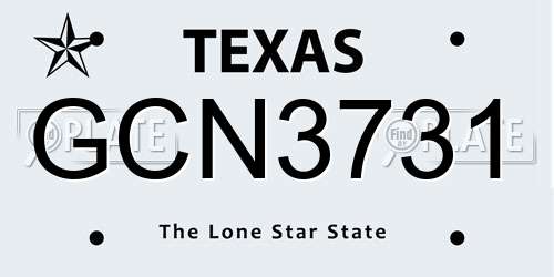 GCN3731 Texas License Plate