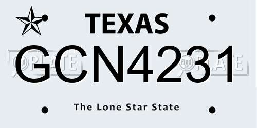 GCN4231 Texas License Plate