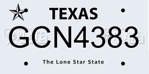 GCN4383 Texas License Plate