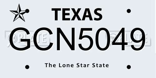 GCN5049 Texas License Plate