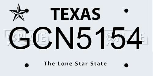 GCN5154 Texas License Plate