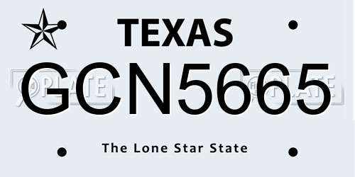 GCN5665 Texas License Plate